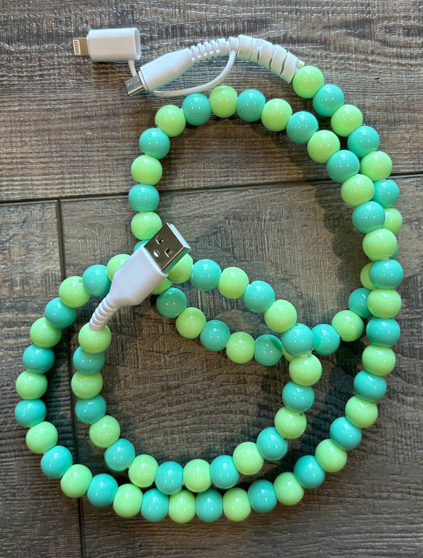 Beaded Phone Charger w/Lightning & USB-C Cable