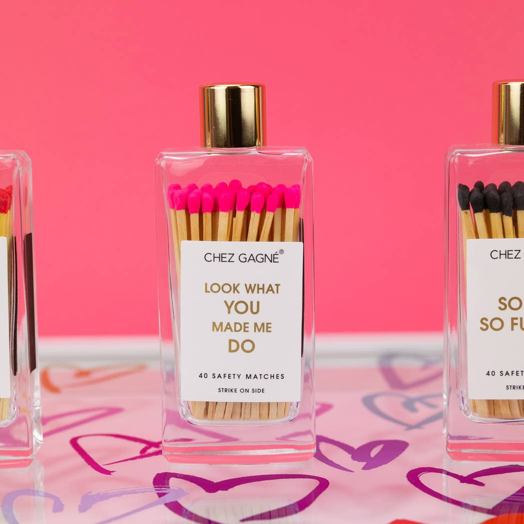 Look What You Made Me Do Glass Bottle Safety Matches Bright Pink