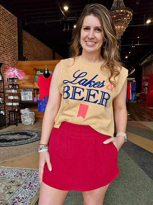 Lakes & Beer Boxy Midriff Muscle Top