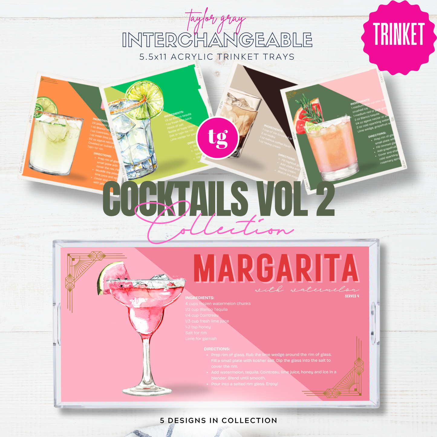 5.5 x 11 COCKTAILS VOL 2 Insert Set of 5