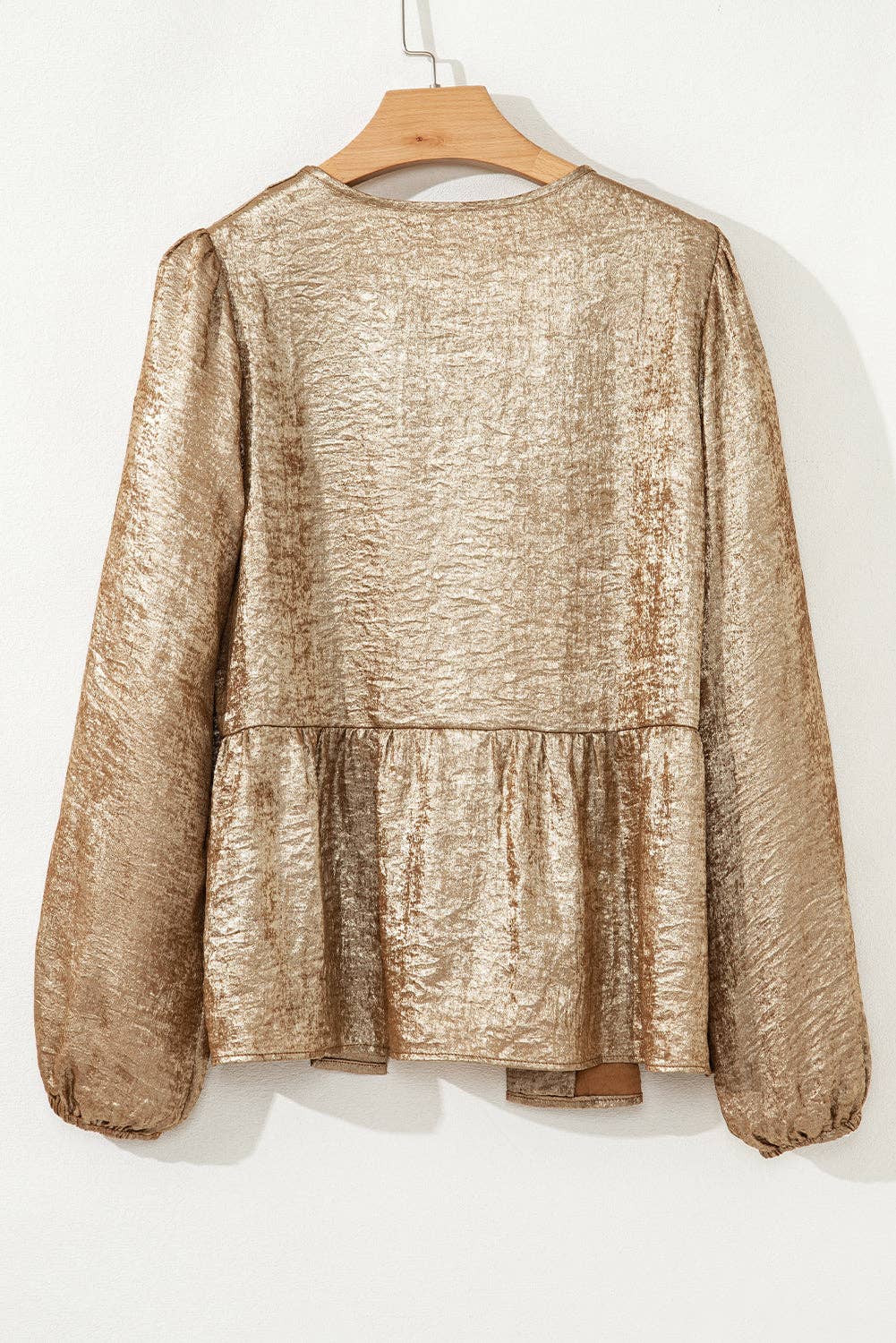 Metallic Tie Front Babydoll Blouse