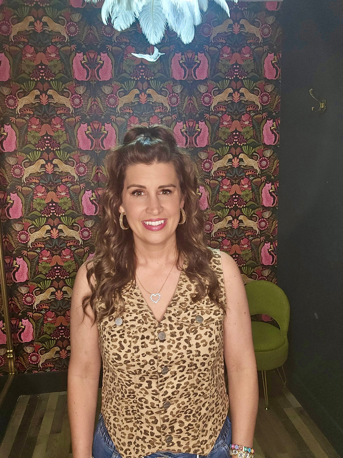 Leopard Print Vest - Camel