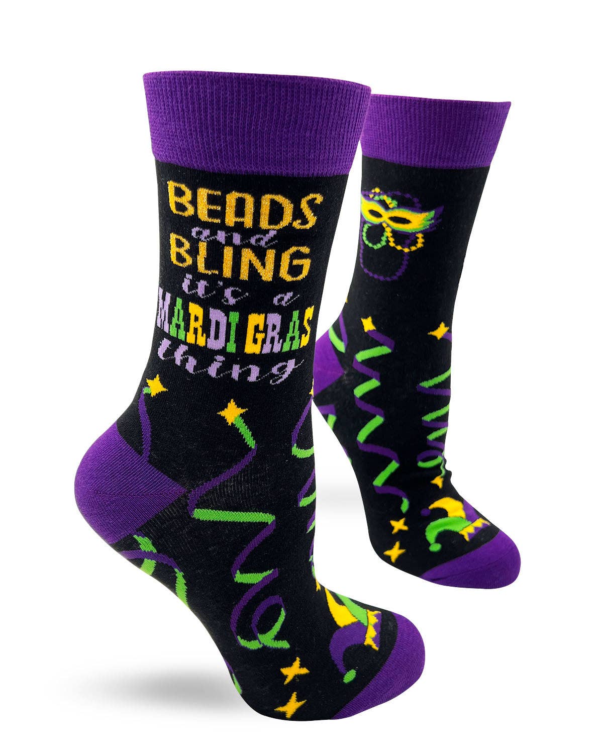 Beads and Bling It's a Mardi Gras Thing Women's Crew Socks