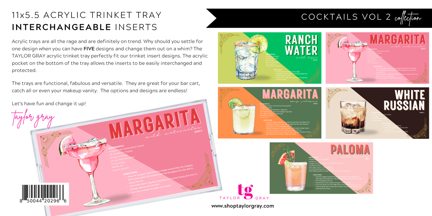 5.5 x 11 COCKTAILS VOL 2 Insert Set of 5