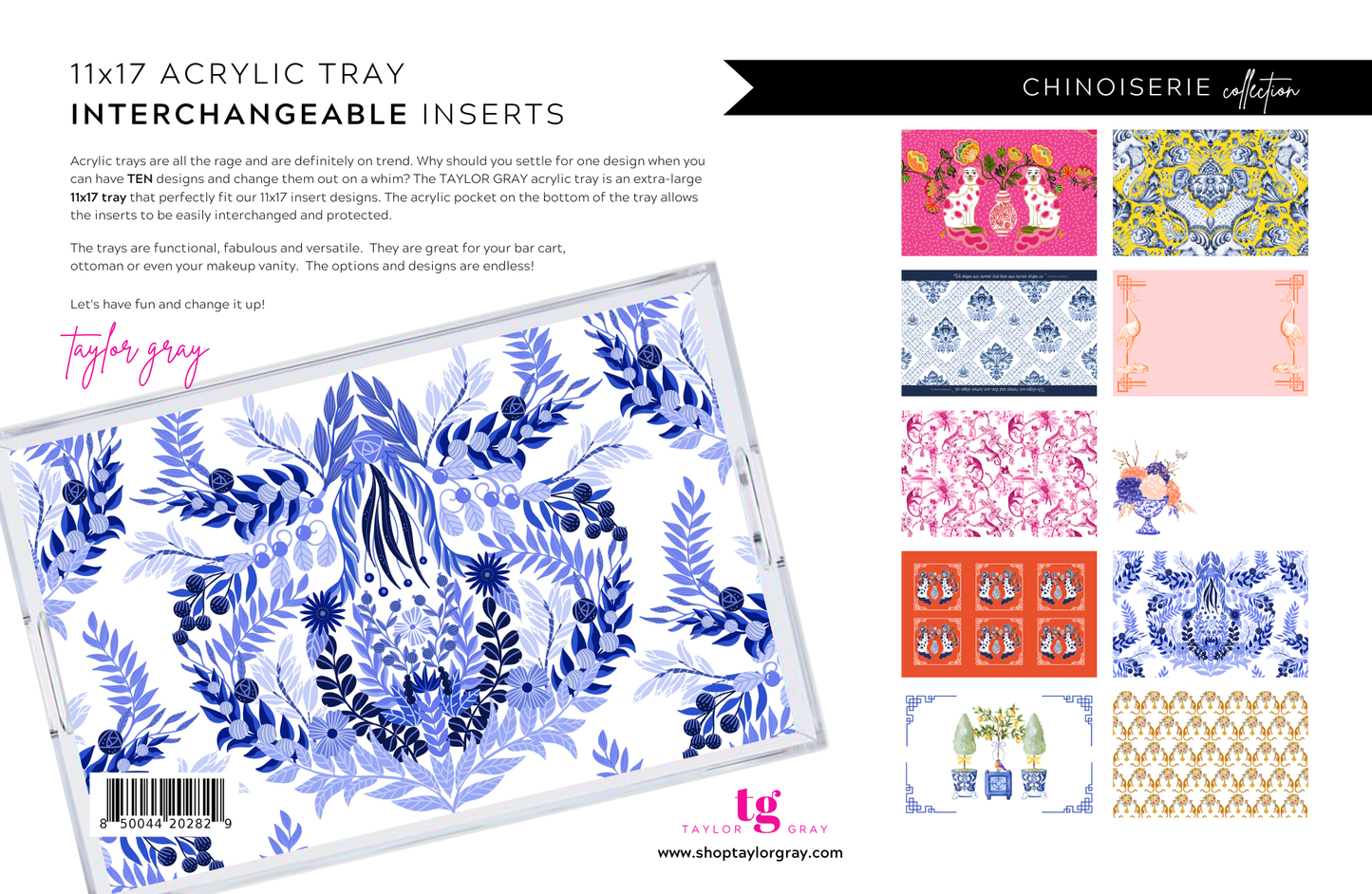 11 x 17 CHINOISERIE Insert Set of 10