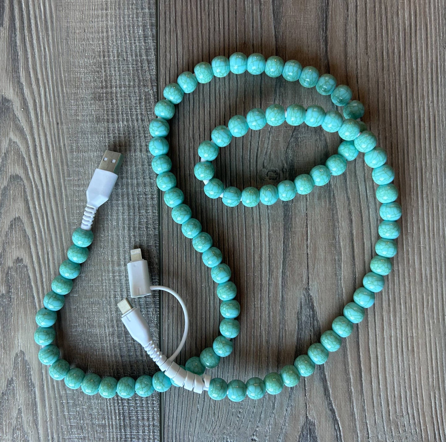 Beaded Phone Charger w/Lightning & USB-C Cable