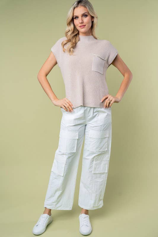 T10057 Short Sleeve Solid Knit Top