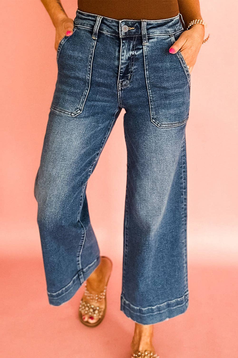 Ashleigh Blue Cropped High Rise Wide Leg Jeans