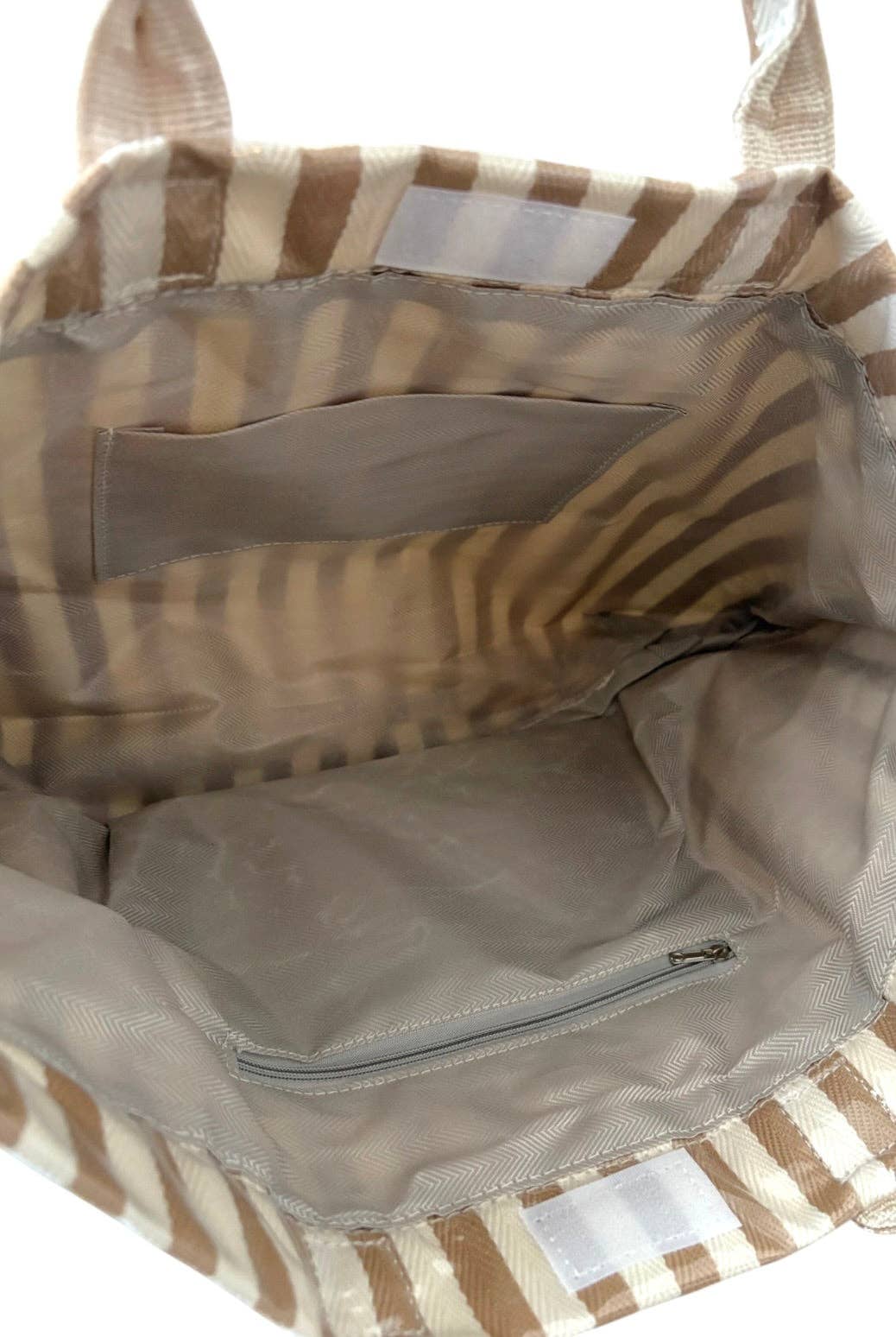 Tan & Beige Striped TOTE BAG
