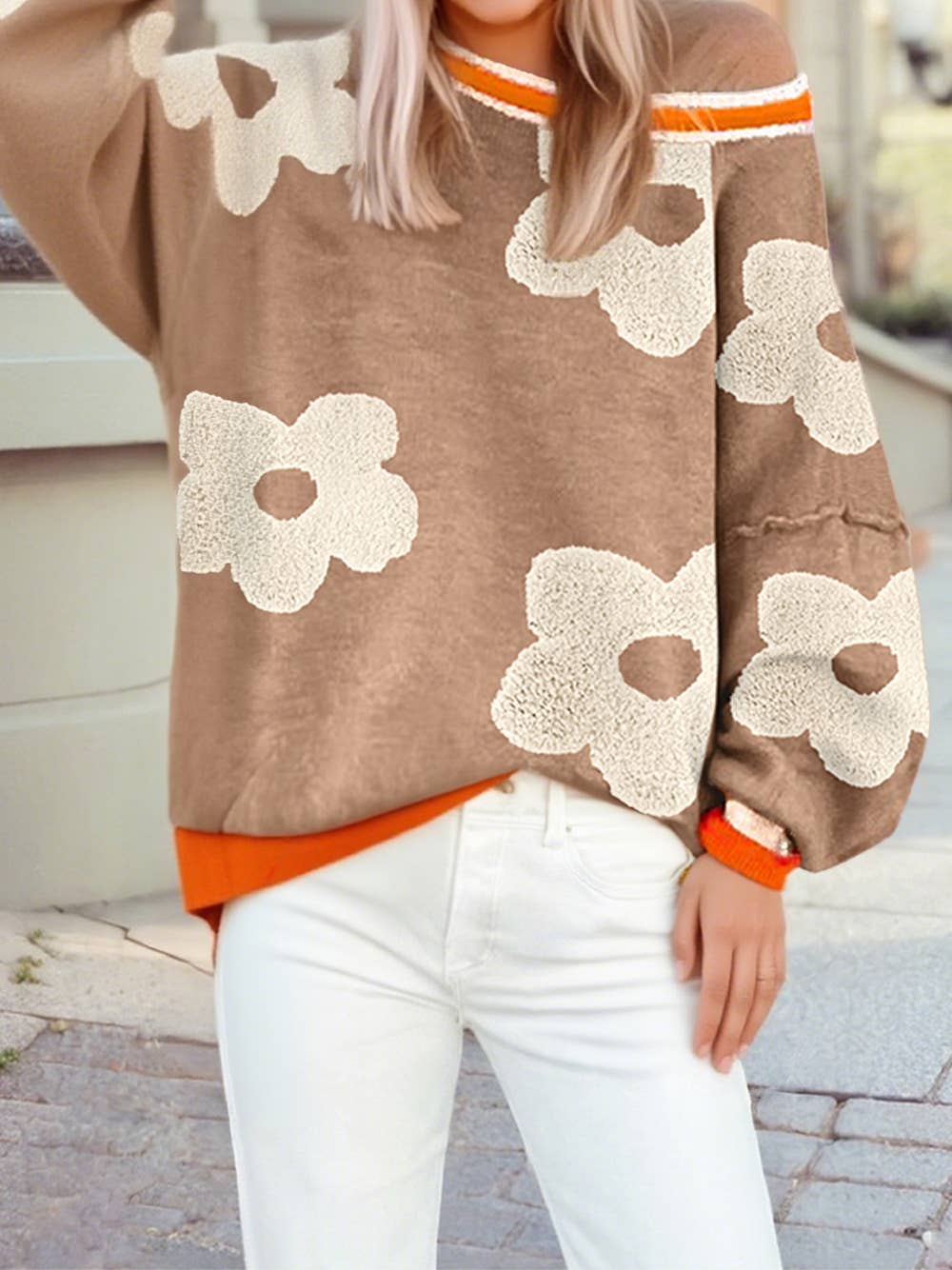 Flower Pattern Baggy Sweater