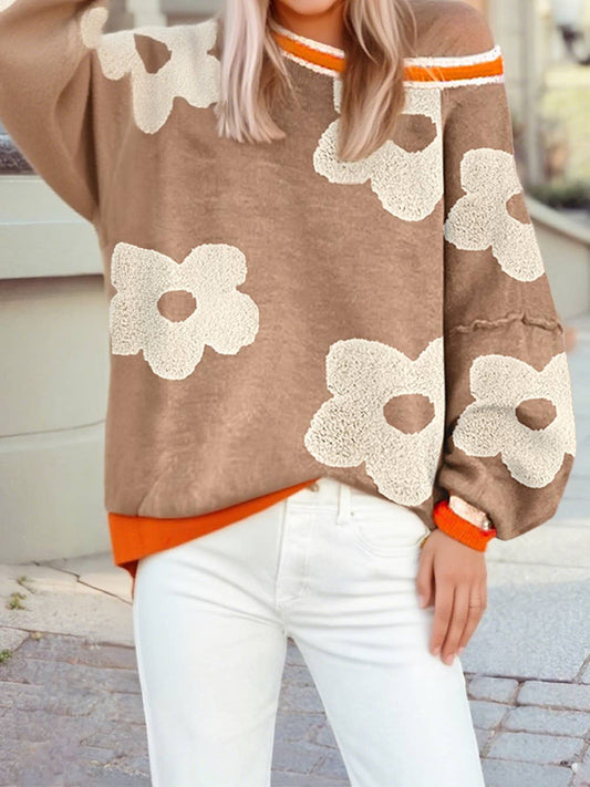 Flower Pattern Baggy Sweater