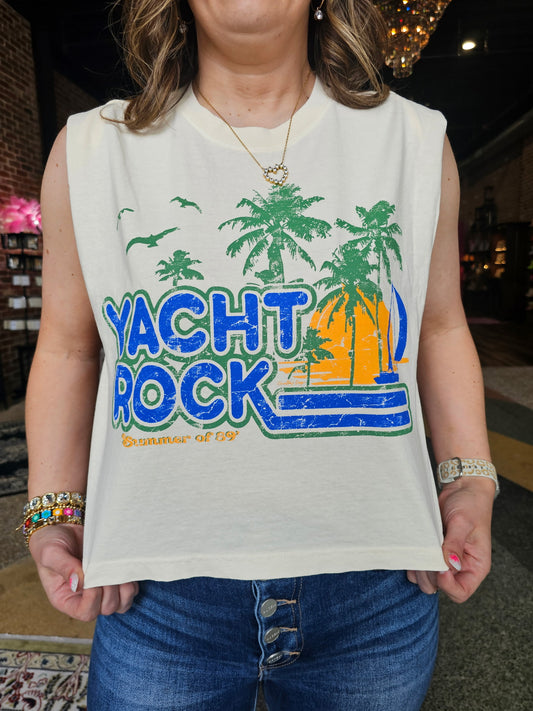 Yacht Rock Summer 89 Boxy Midriff Muscle Top