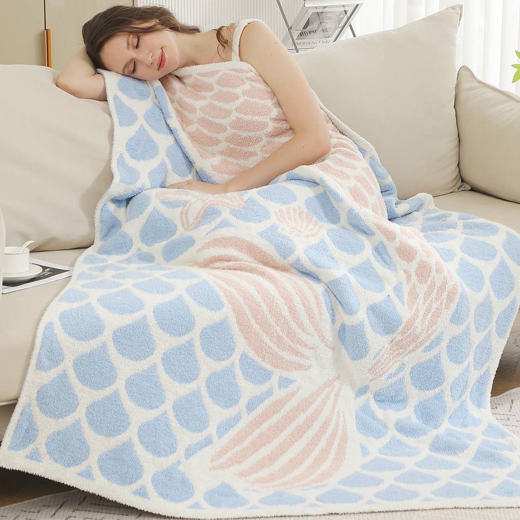 Mermaid Printed Cozy Soft Throw Blanket