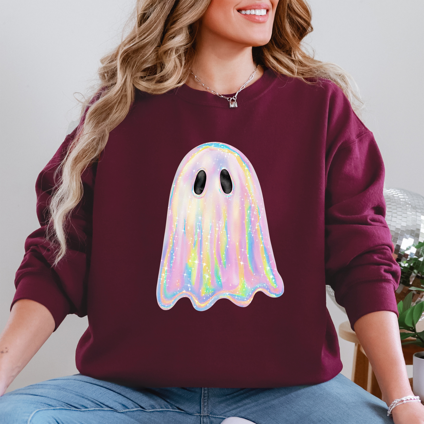 Shimmering Ghost, Iridescent Ghost Halloween Sweatshirt