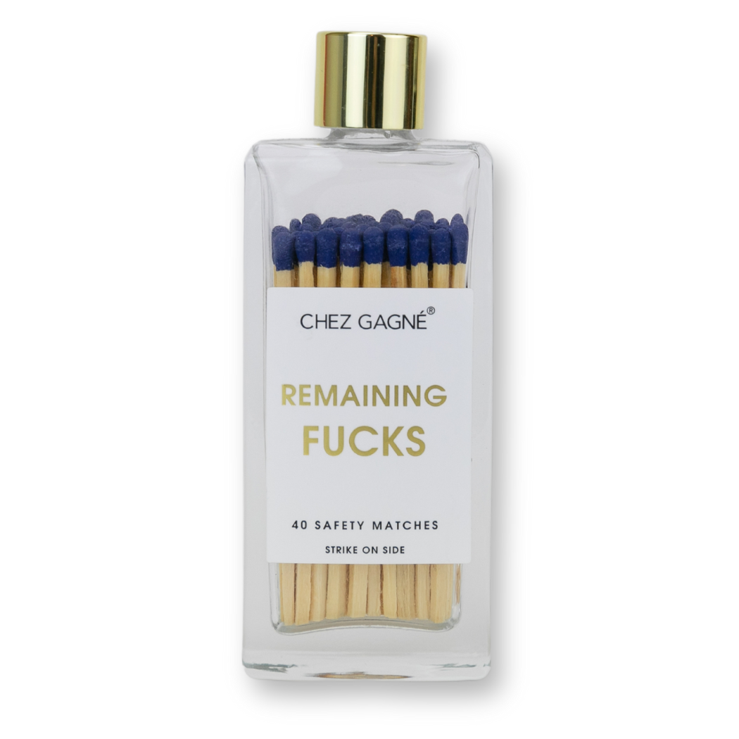Remaining Fucks Glass Bottle Safety Matches Navy