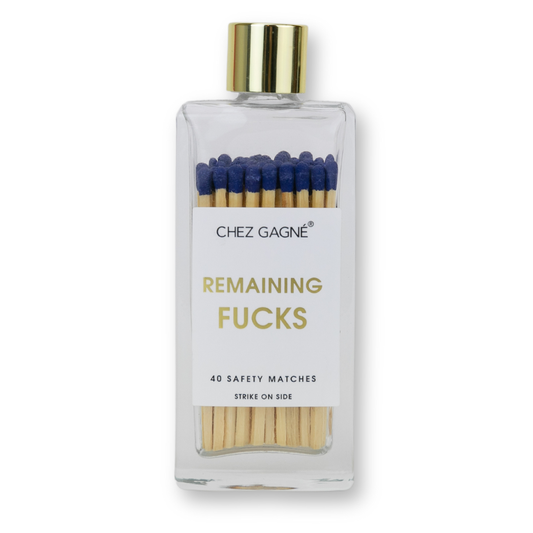 Remaining Fucks Glass Bottle Safety Matches Navy