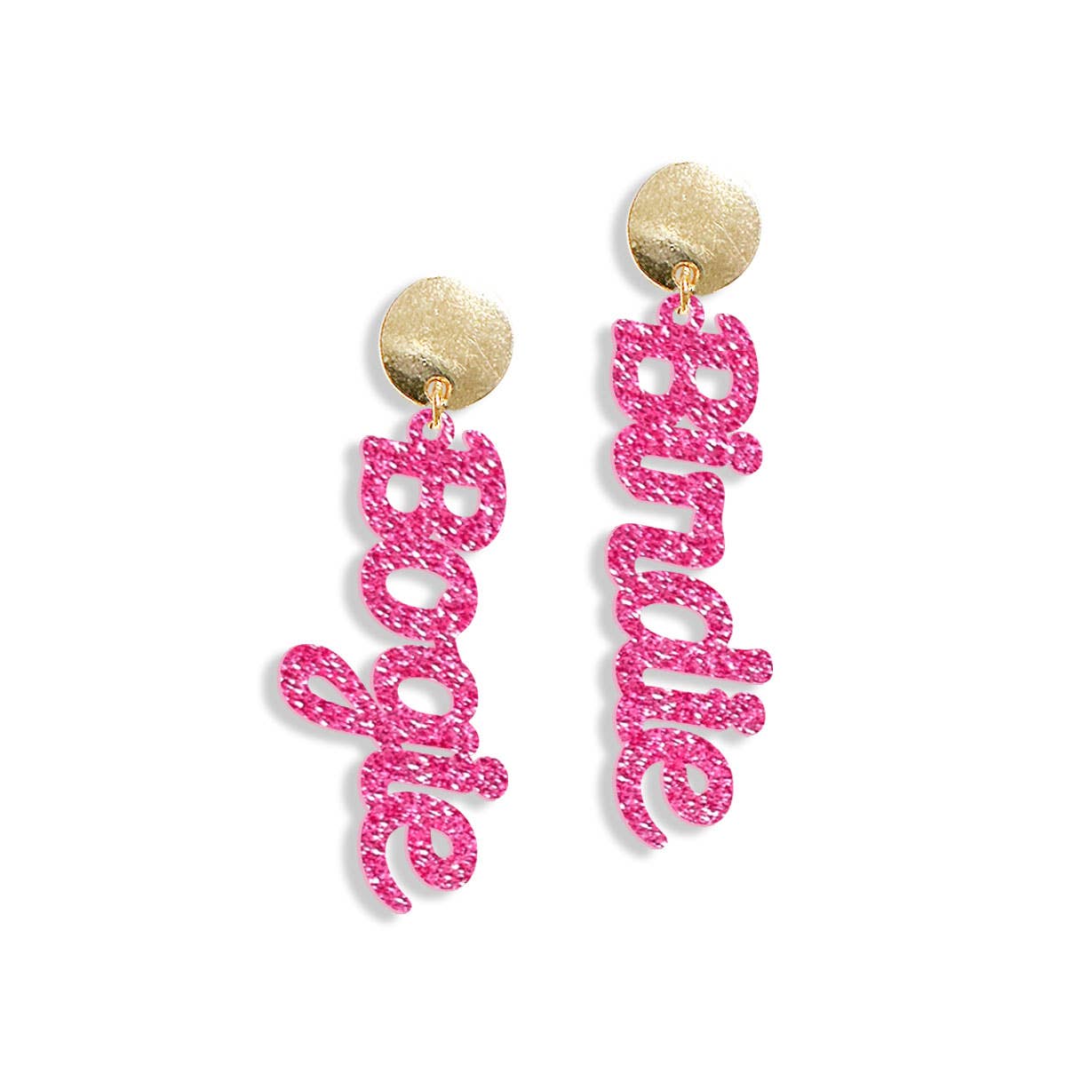 Pink Glitter Birdie Bogie Golf Earrings