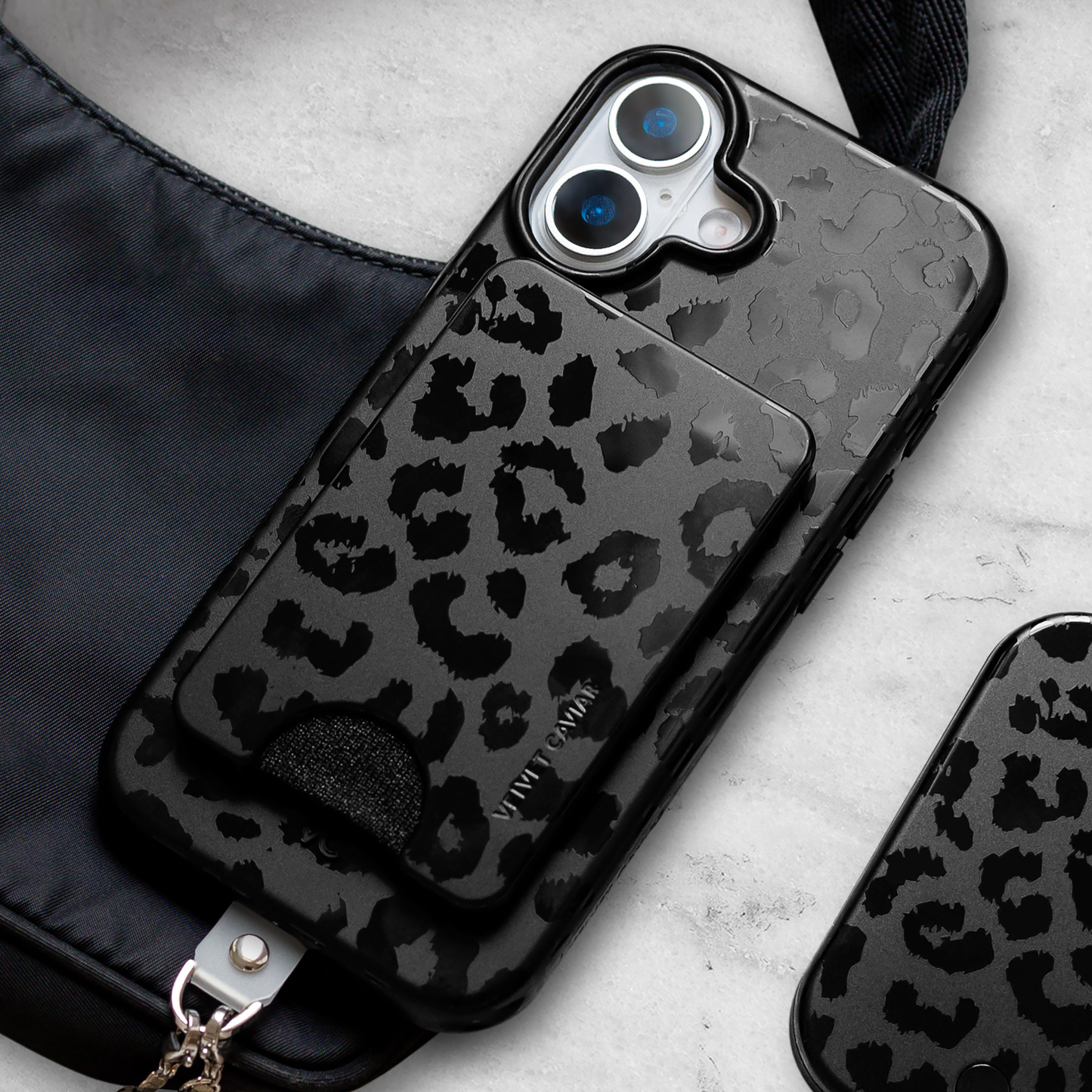 Magnetic Phone Wallet - Black Leopard