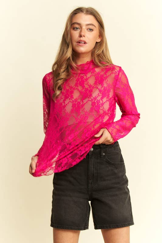 PLUS SIZE Mesh Floral print top