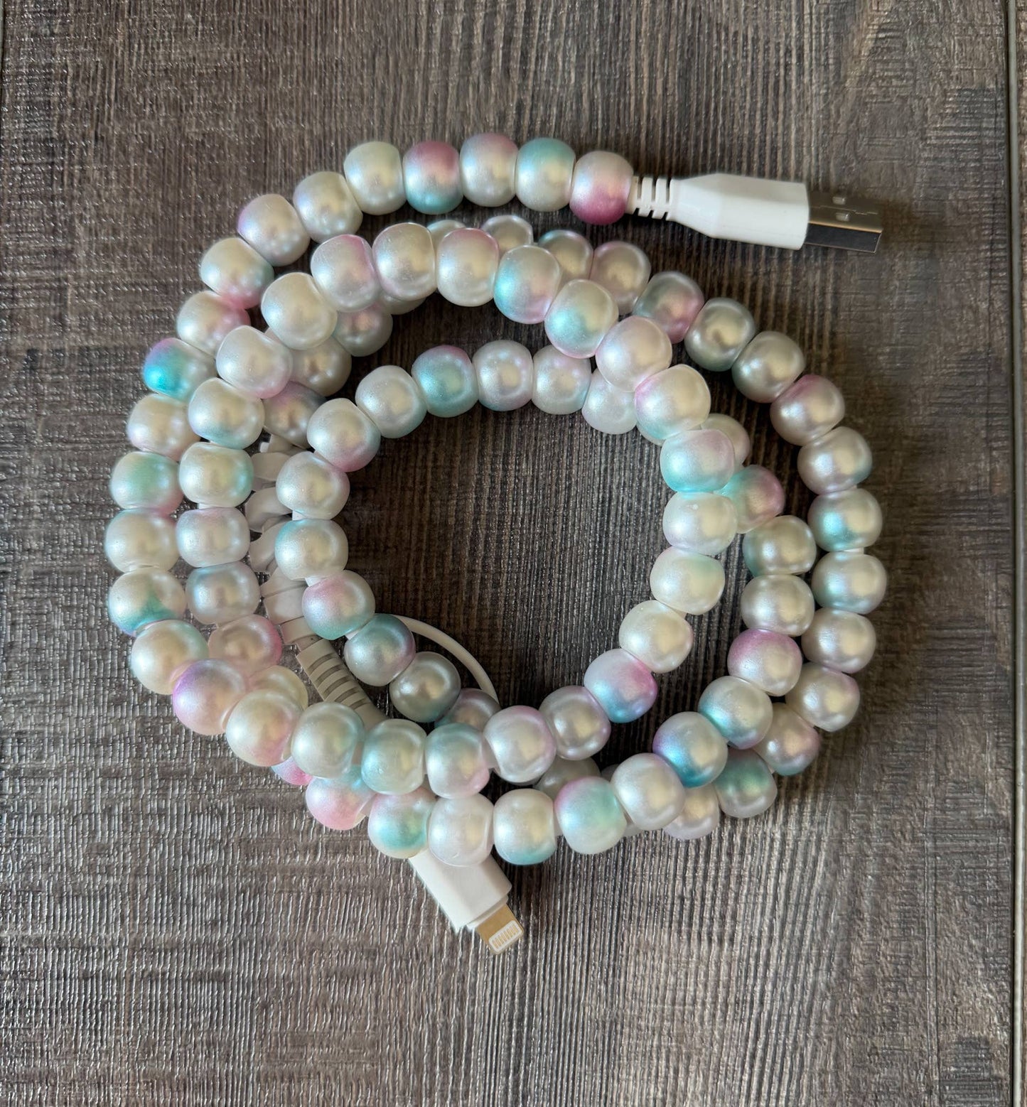 Mermaid Beaded Phone Charger w/Lightning & USB-C