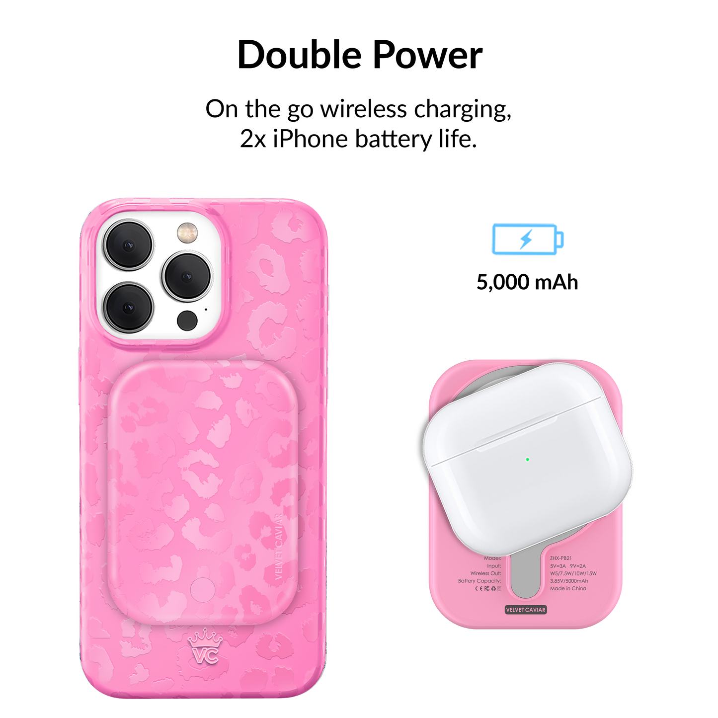 Wireless Phone Charger - Hot Pink Leopard