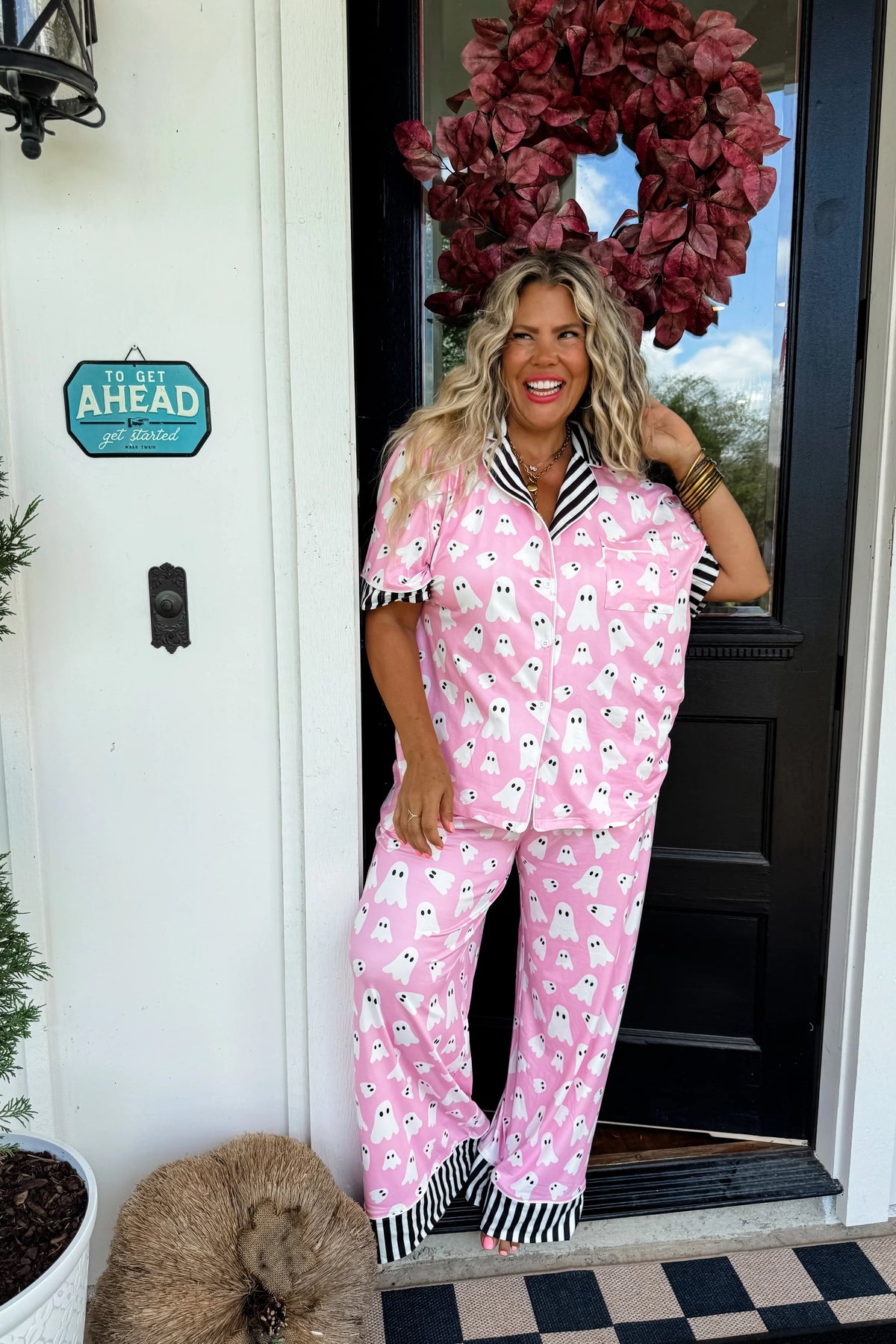 Wicked Cozy Luxe PJ Set - Pink Ghost