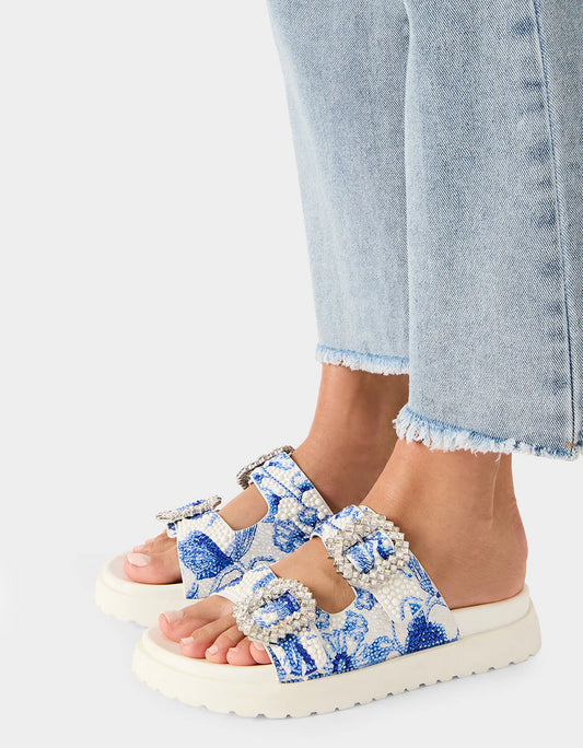 Matie White Blue Floral Sandal