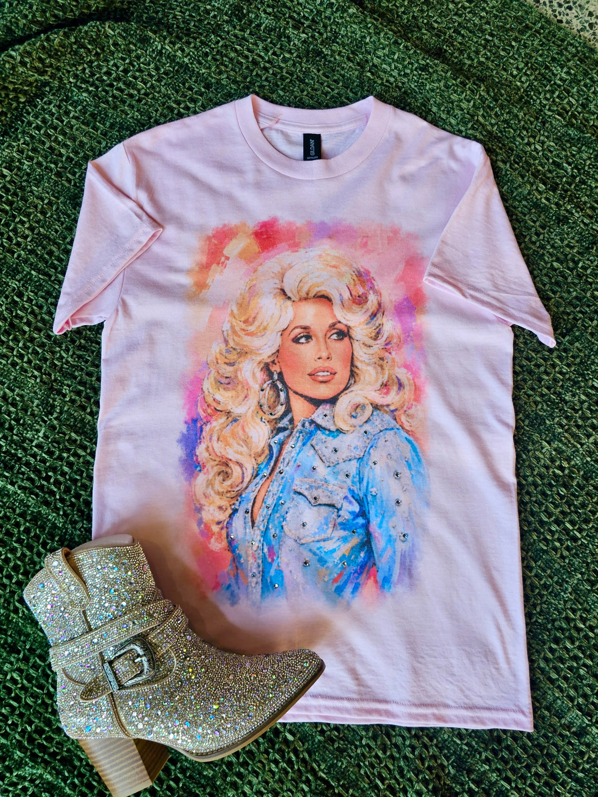 Dolly Parton Pink Rhinestone Tee