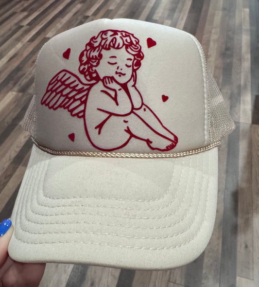 Cupid Velvet Vinyl Beige Hat