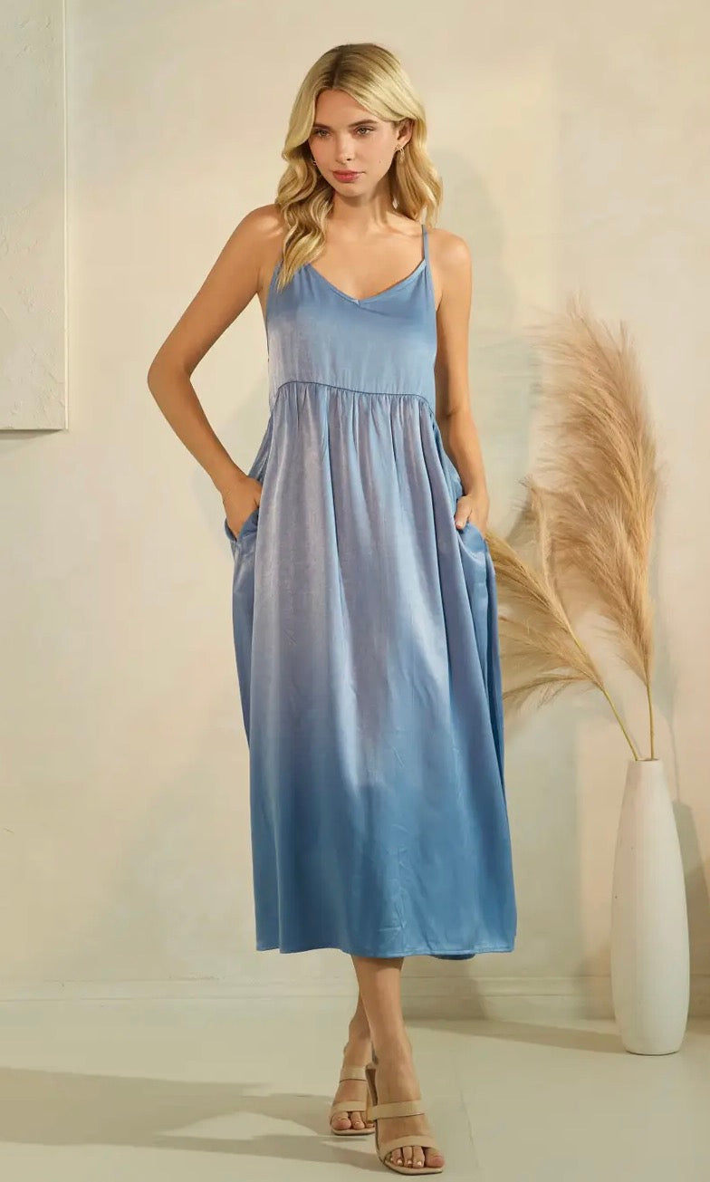 Denim Blue Satin Dress