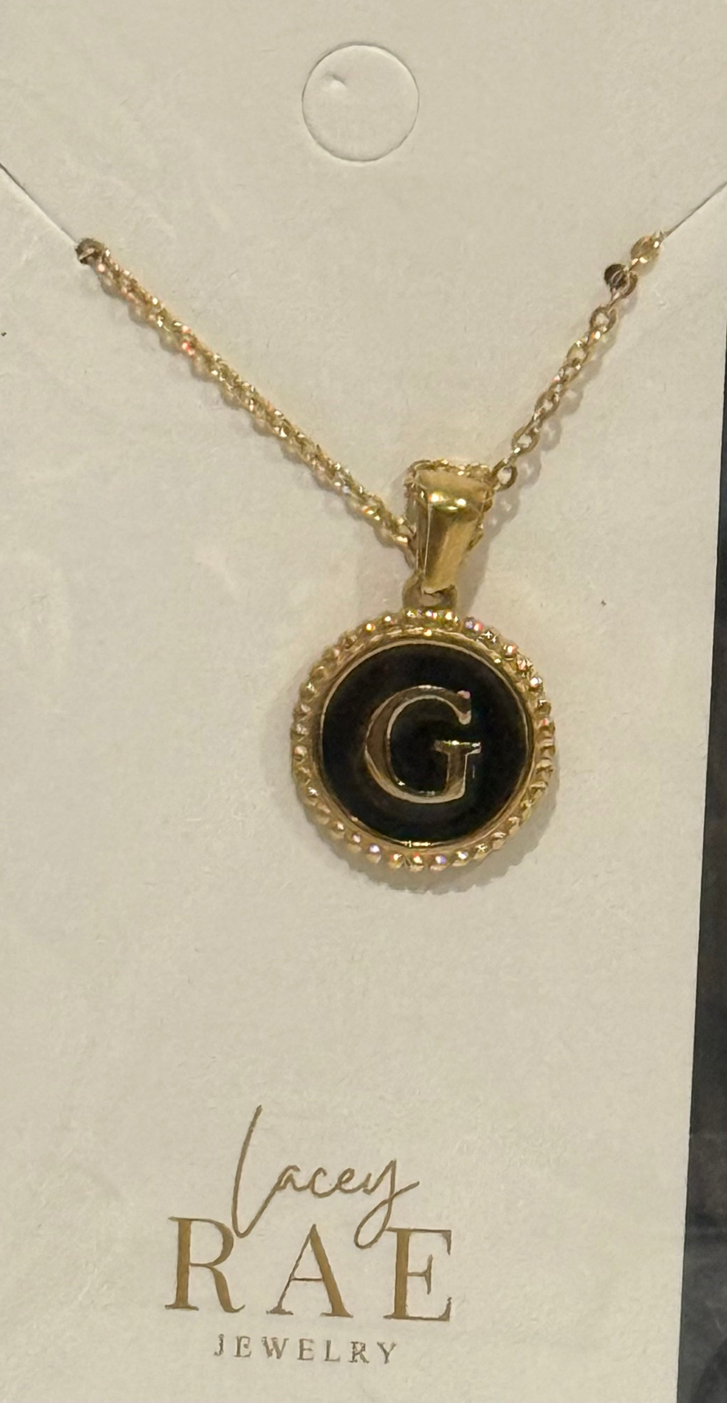 Gold & Black Initial Necklace