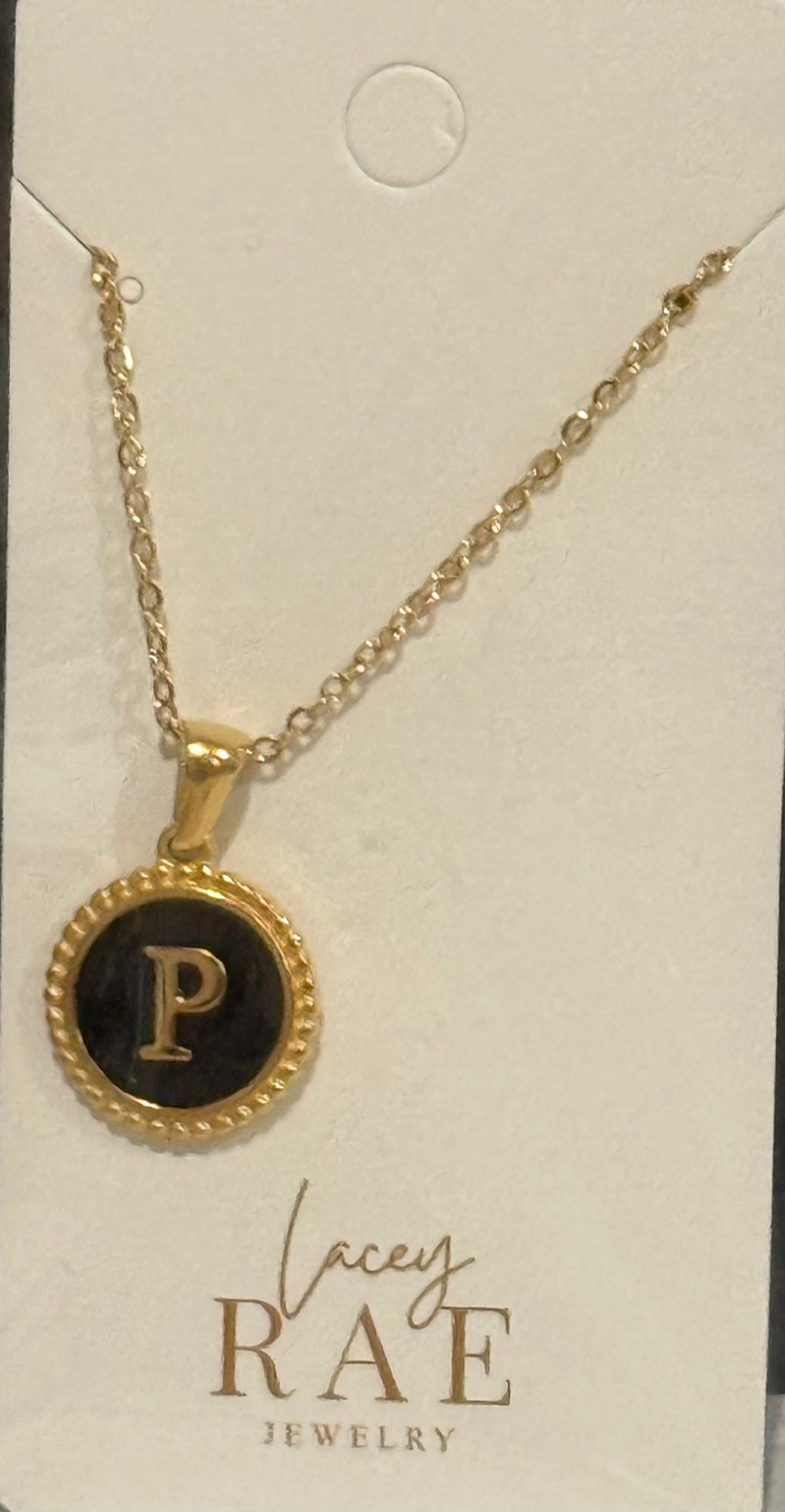 Gold & Black Initial Necklace