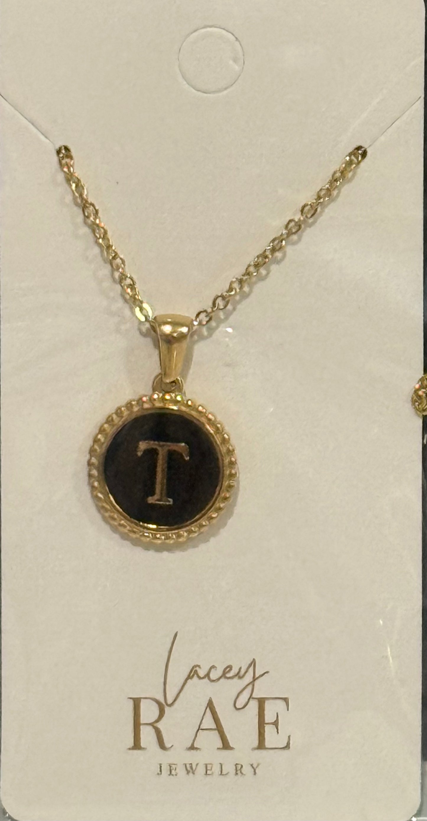 Gold & Black Initial Necklace