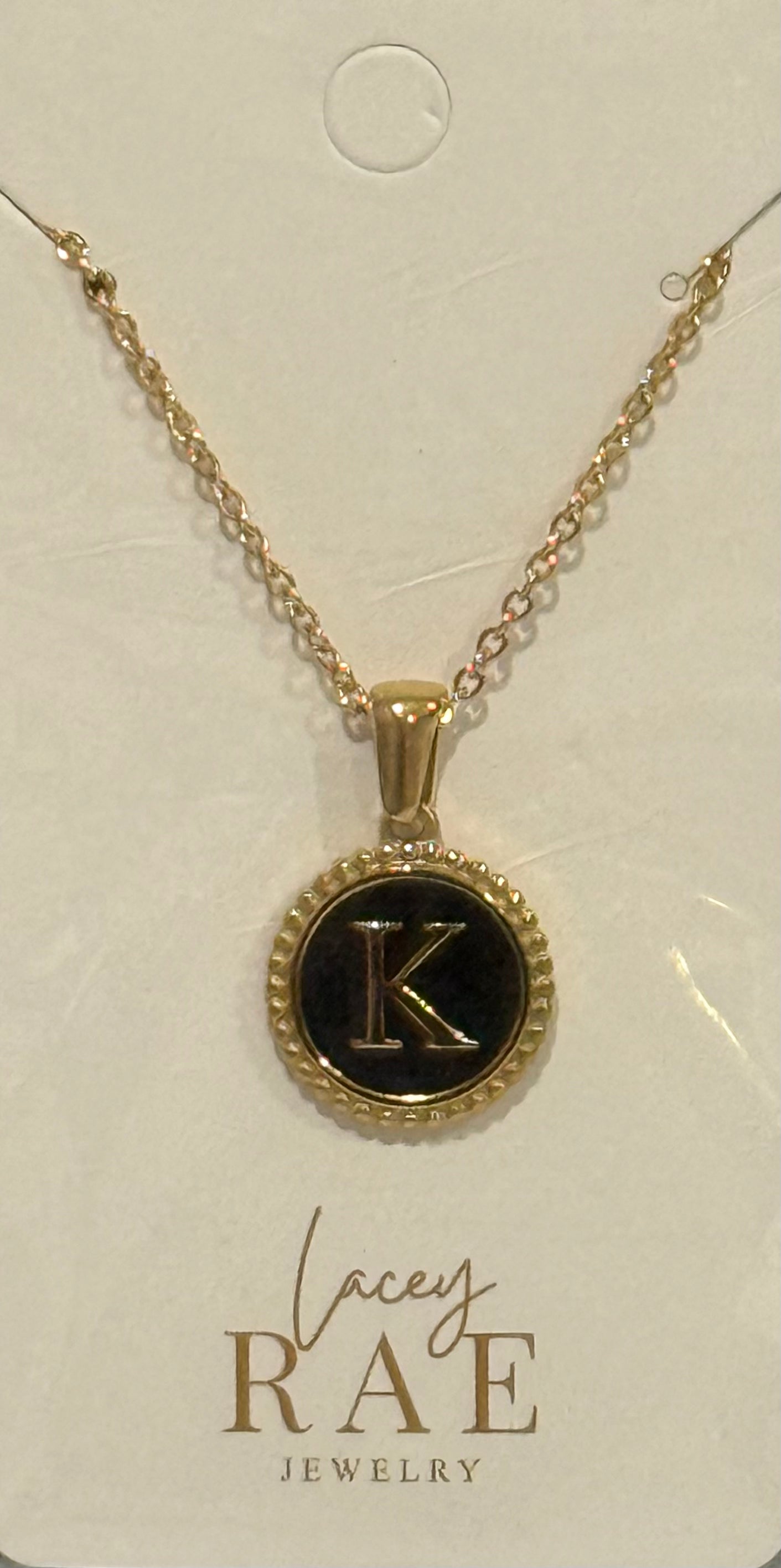 Gold & Black Initial Necklace