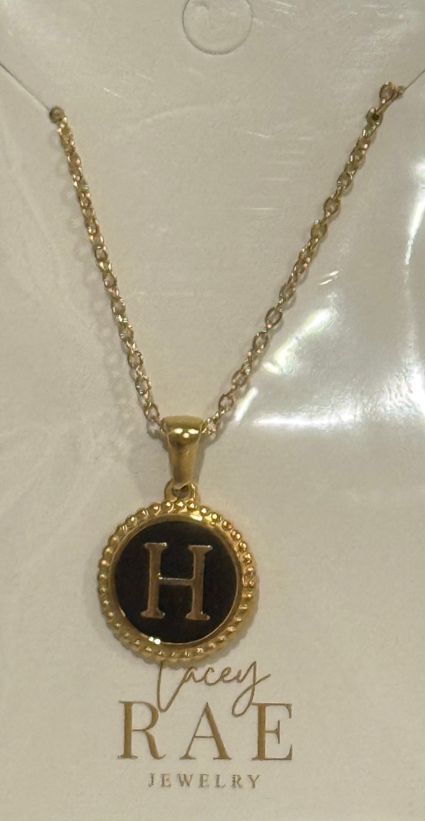 Gold & Black Initial Necklace
