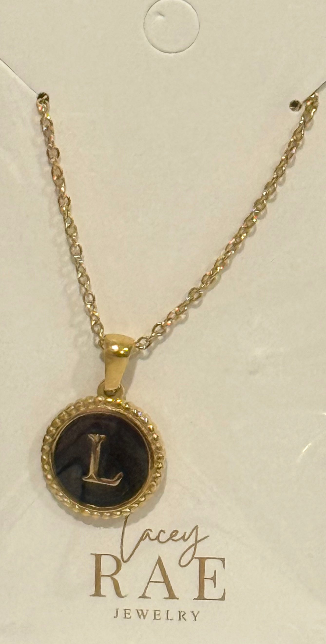 Gold & Black Initial Necklace