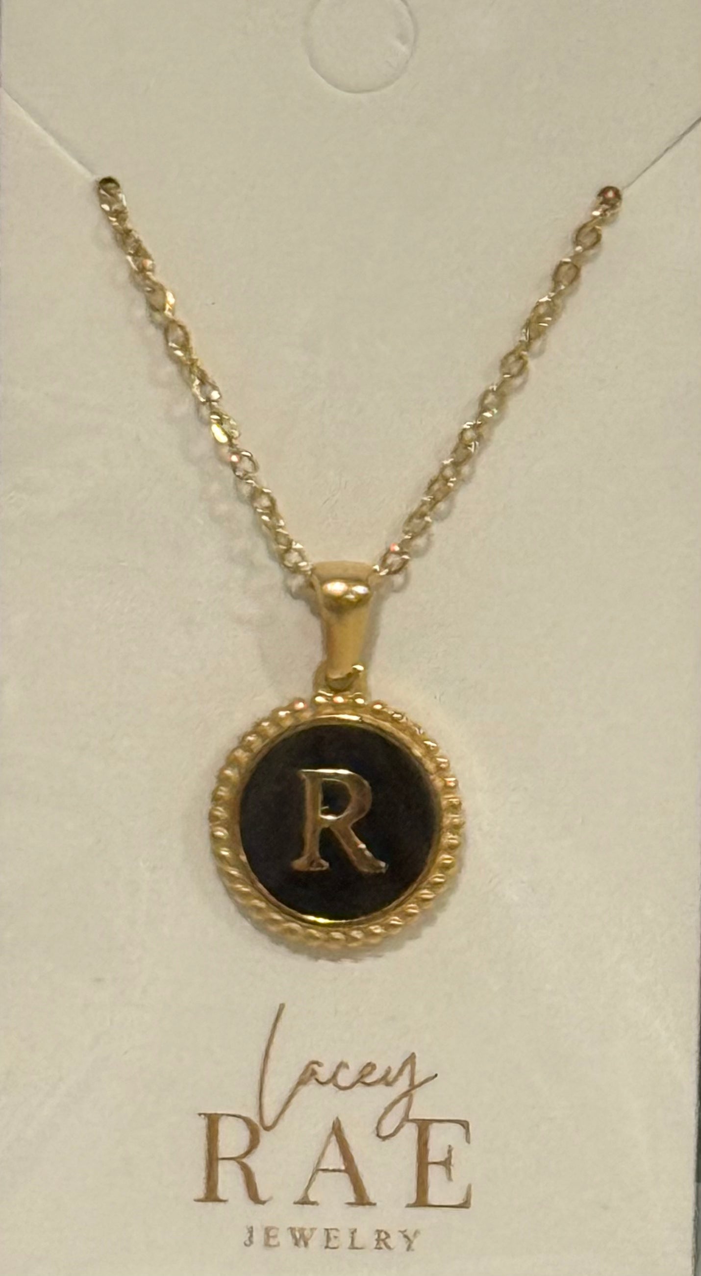 Gold & Black Initial Necklace