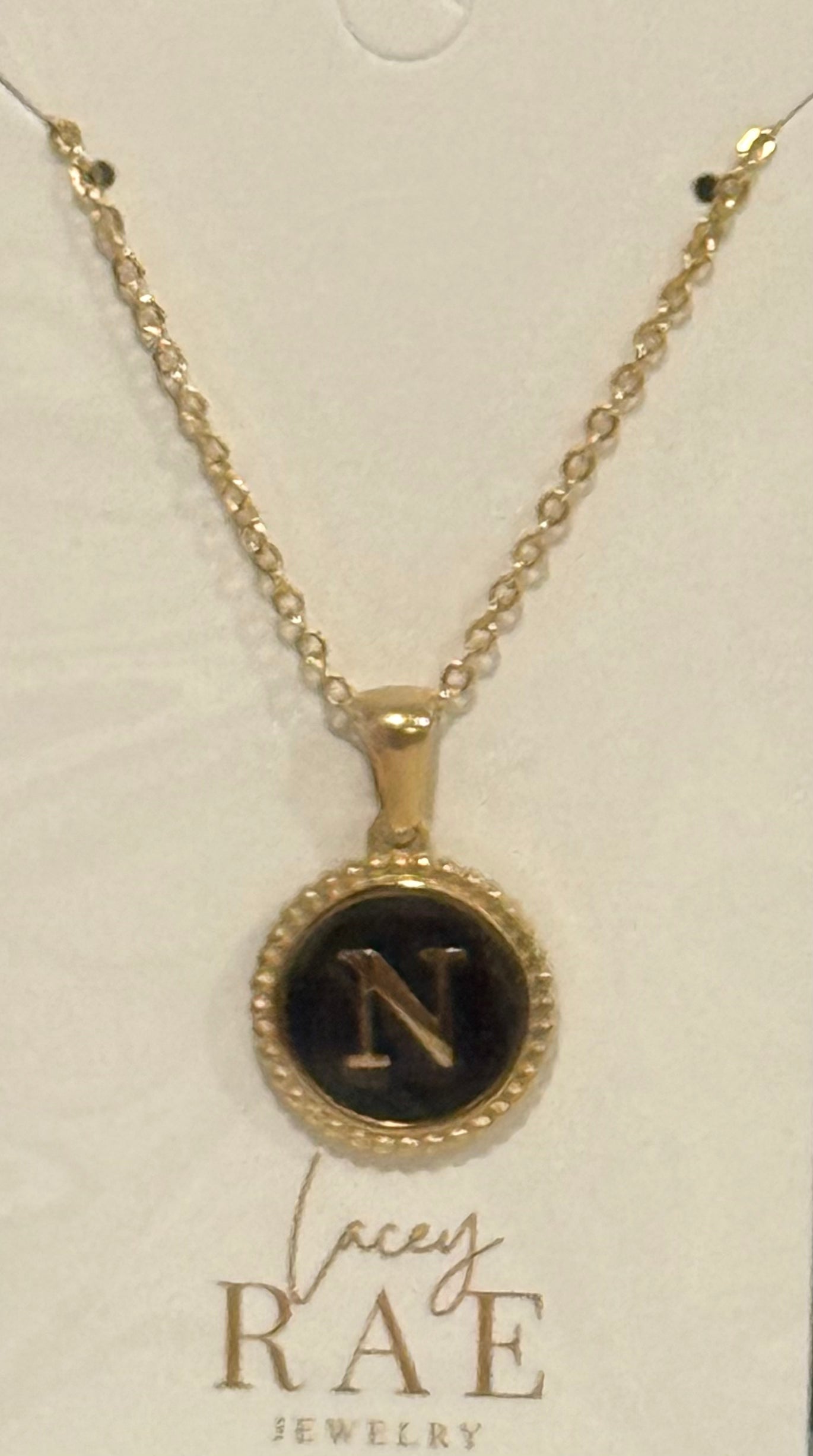 Gold & Black Initial Necklace