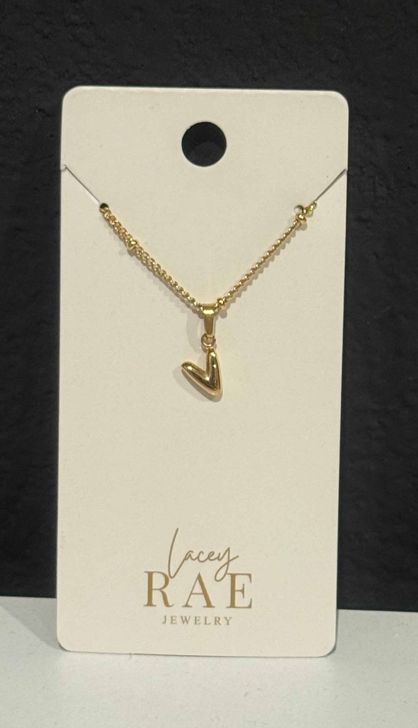 Gold Bubble Letter Initial Necklace