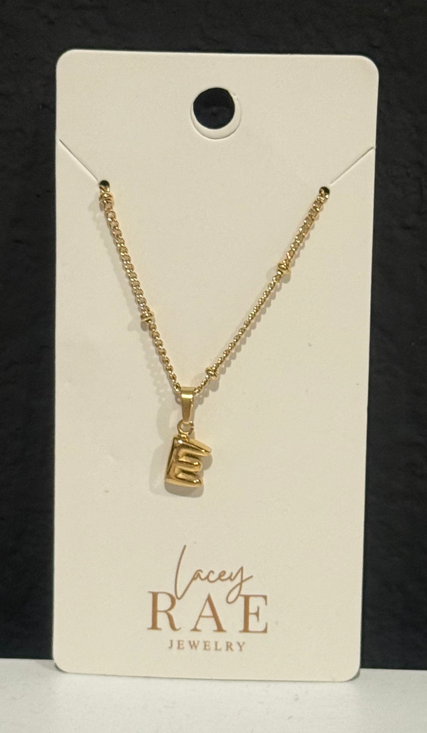 Gold Bubble Letter Initial Necklace