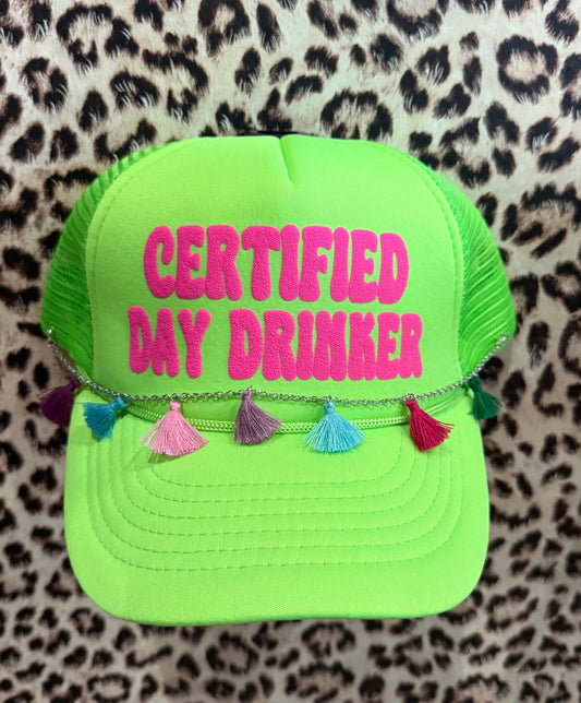 "Certified Day Drinker" Trucker Hat w/Chain