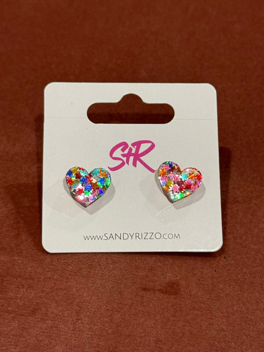 Glitter Heart Studs