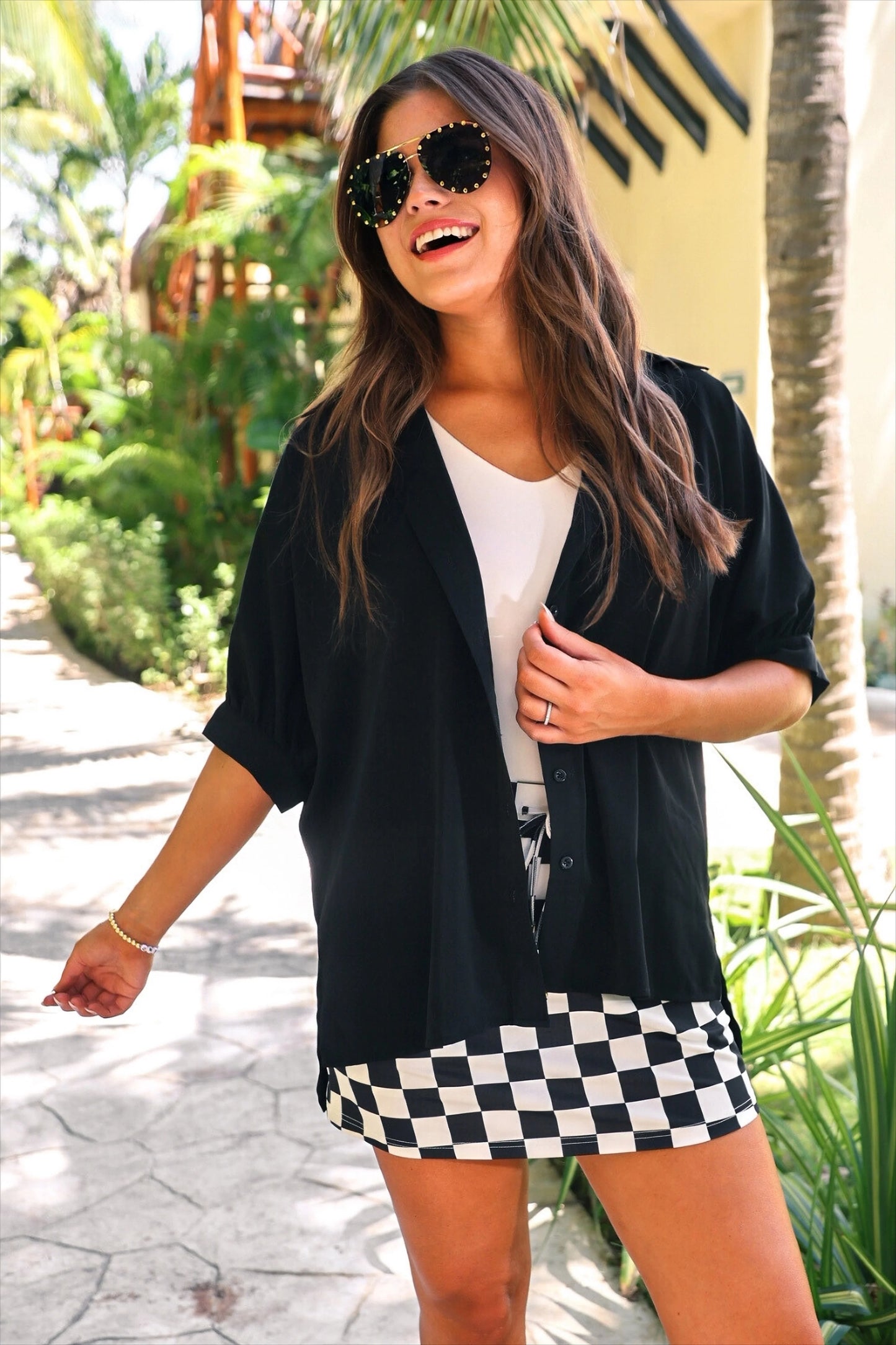 Checkerboard Checkered Skort