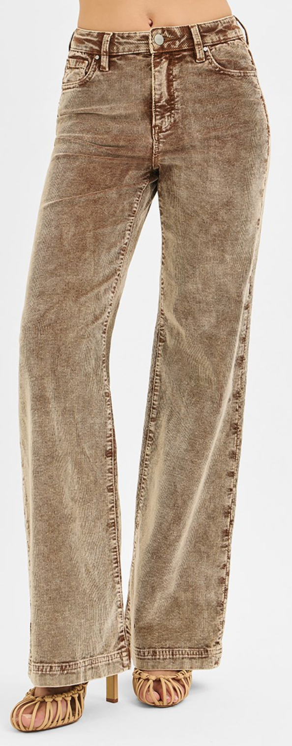 HIGH RISE WIDE LEG CORDUROY PANTS