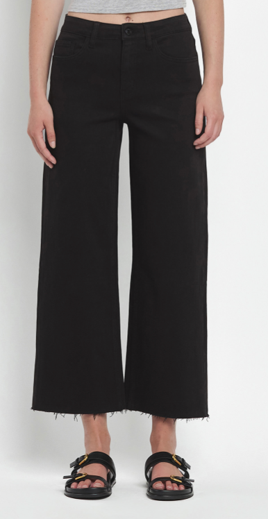 BLACK HIGH RISE CROP WIDE LEG