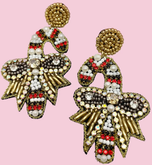 CANDY CANE BEADED EARRINGS