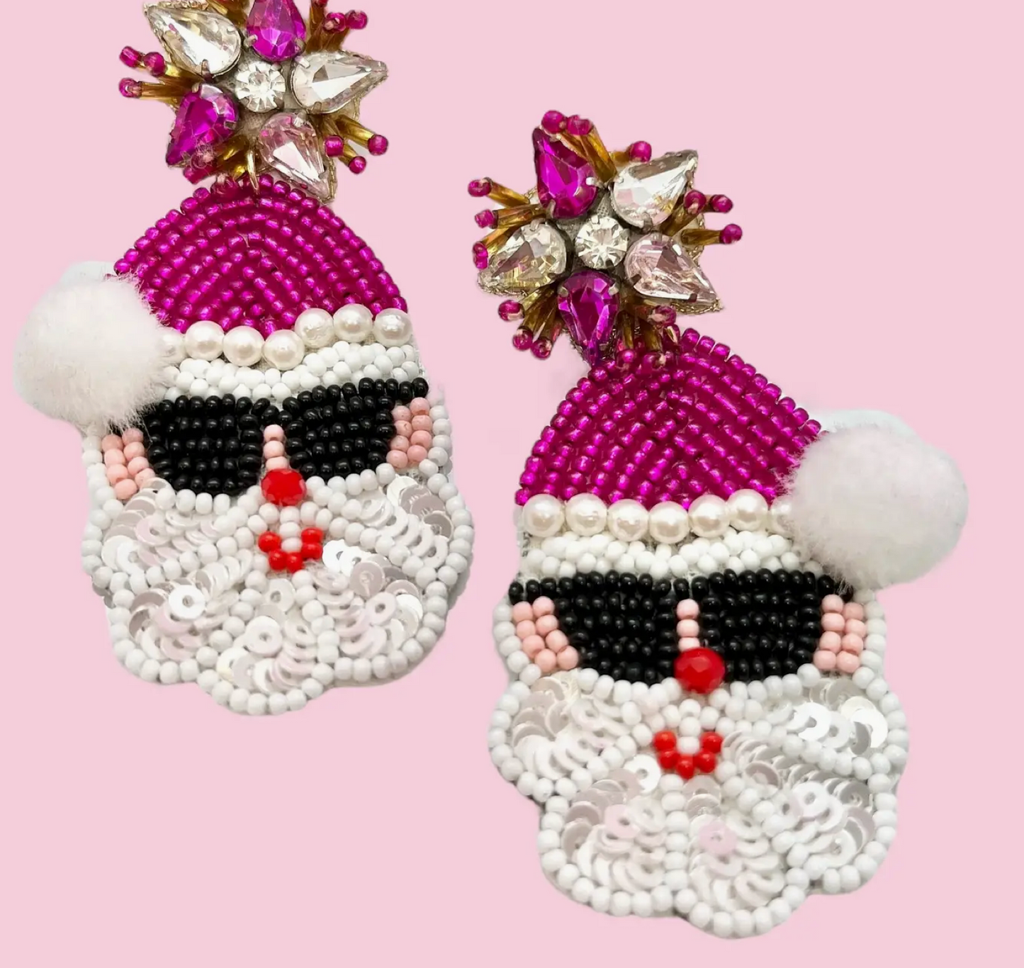 PINK SANTA EARRINGS
