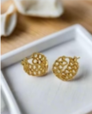 Gold Basketweave Hoop Earrings
