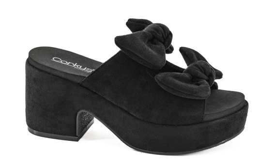 Put A Bow On It- Black Faux Suede