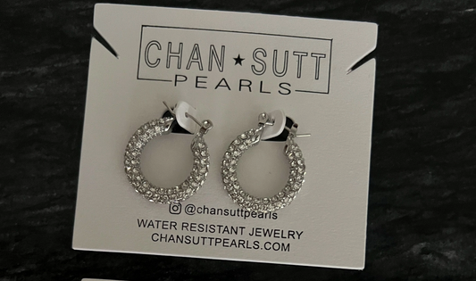 Silver Diamond Hoop Medium